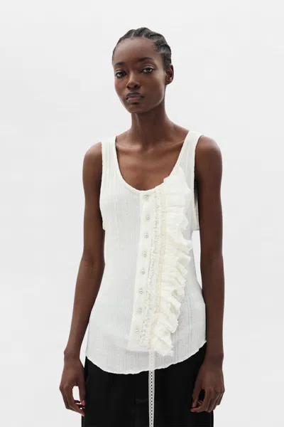 Ann Demeulemeester Rase Serafino Ruffled Tank Top In White