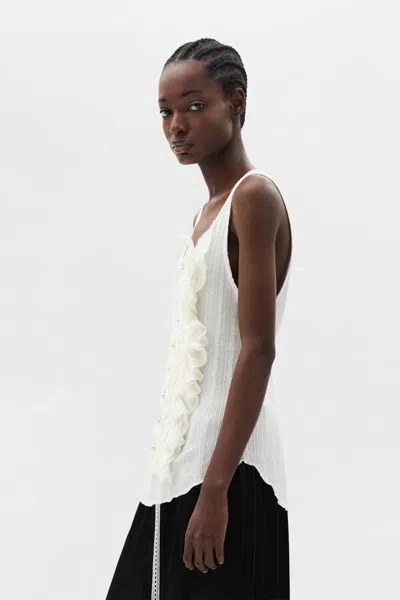 Ann Demeulemeester Rase Serafino Ruffled Tank Top In White