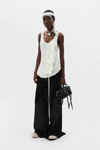 Ann Demeulemeester Rase Serafino Ruffled Tank Top In White