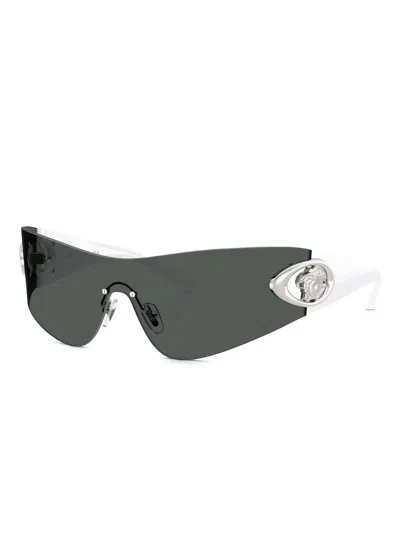 Versace Eclipse 142mm Rimless Wrap Shield Sunglasses In Multi