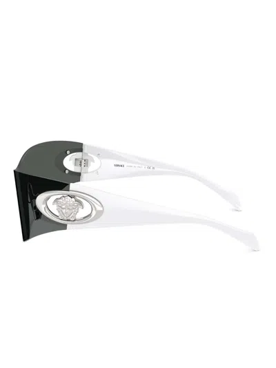 Versace Eclipse 142mm Rimless Wrap Shield Sunglasses In Multi