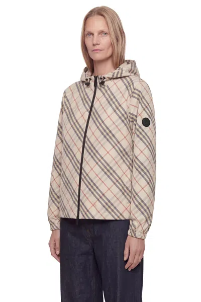 Burberry Womens Sand Ip Check Check-print Hooded Shell-down Jacket In Neutral