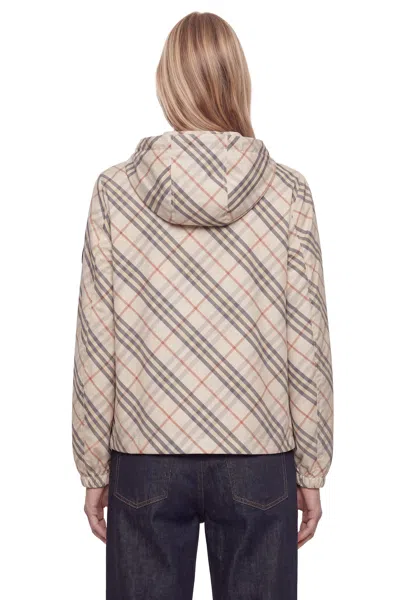 Burberry Womens Sand Ip Check Check-print Hooded Shell-down Jacket In Neutral
