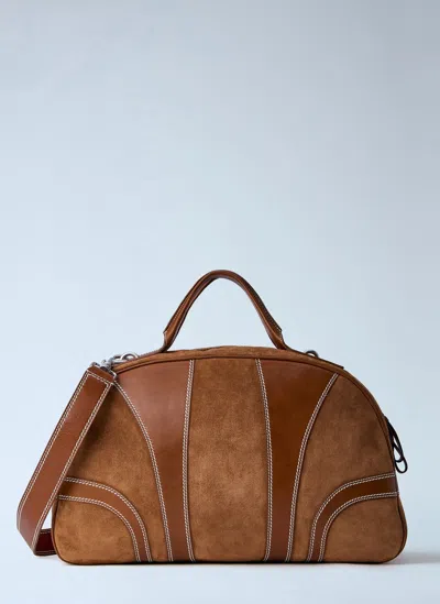 Dries Van Noten Leather-trimmed Suede Duffel Bag In Brown