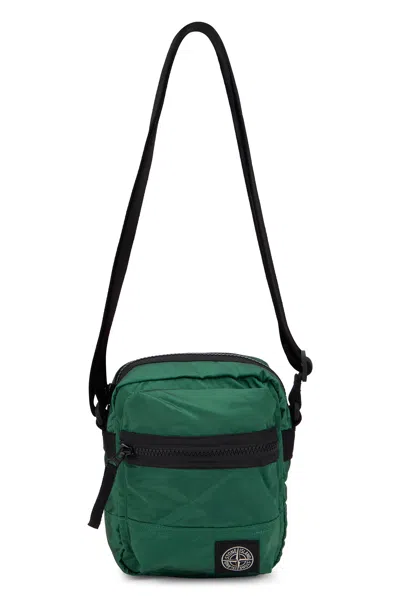 Stone Island Shoulder Bag Durable Fabric Zip Pocket In Green