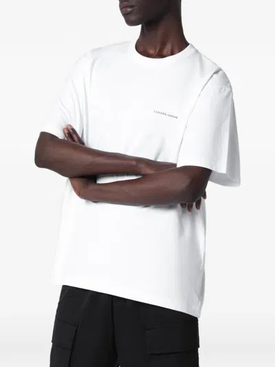 Canada Goose Cotton Logo Crew Neck Graphic T-shirt In White