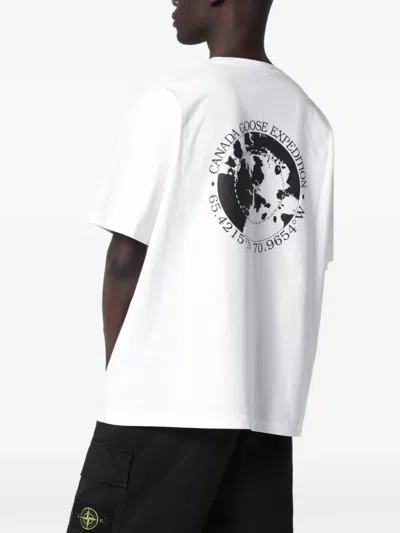Canada Goose Cotton Logo Crew Neck Graphic T-shirt In White