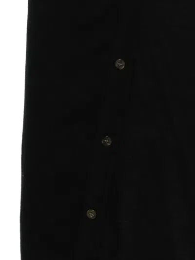 Y's Buttoned V-neck T-shirt In Black