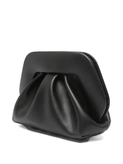 Themoirè Pleated Rectangular Soft Structure Clutch Bag In Black