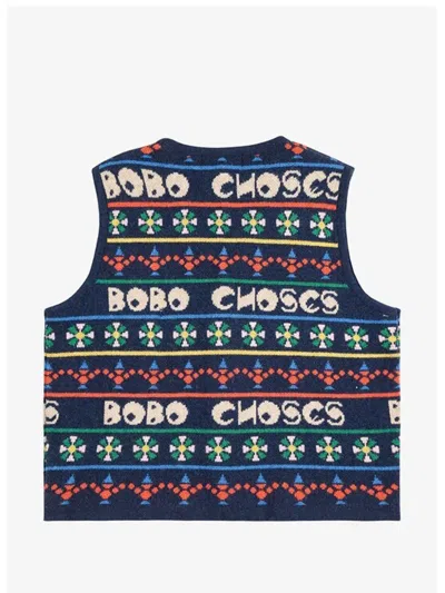 Bobo Choses Patterned Button-fastening Vest In Blue