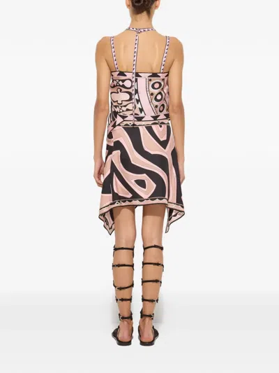 Pucci Wrap-effect Printed Silk-twill Mini Skirt In Pink