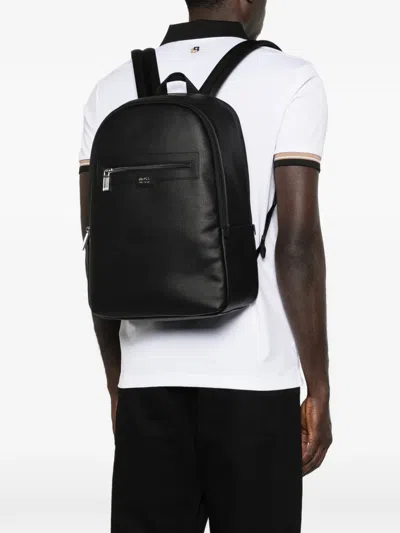 Hugo Boss Zip Backpack In Black
