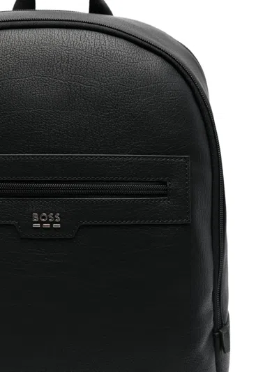 Hugo Boss Zip Backpack In Black