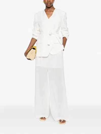 Su Belted Blazer In White