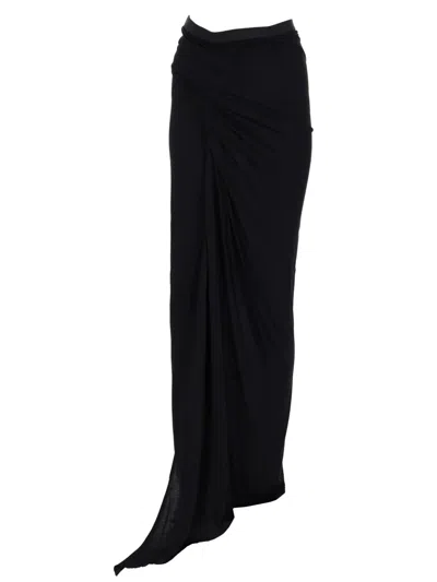 Rick Owens Black Solid Maxi Skirt In Black
