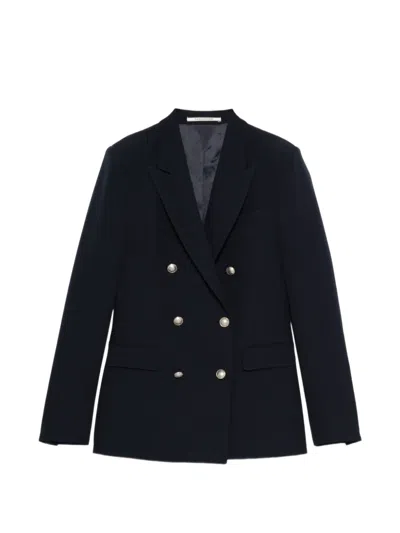 Tagliatore Double Breasted Jacket Front Pockets Notch Lapels In Blue