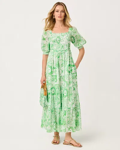 Lilly Pulitzer Hadly Short Sleeve Smocked Maxi Dress In Burgundy