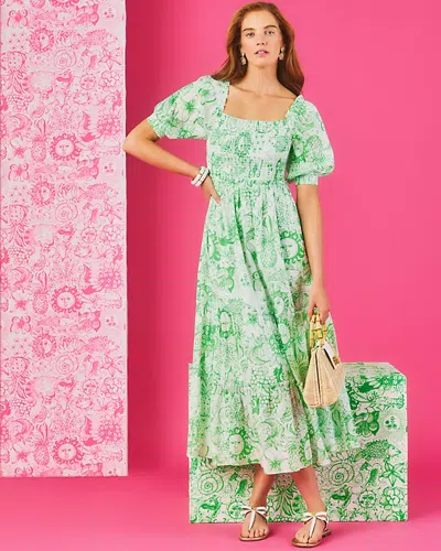 Lilly Pulitzer Hadly Short Sleeve Smocked Maxi Dress In Burgundy