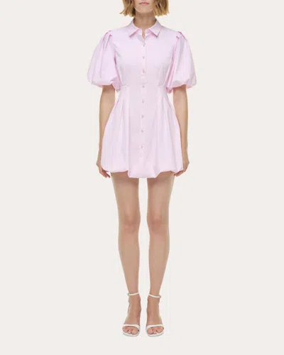 Simkhai Cleo Balloon Pintuck Poplin Mini Dress In Pink