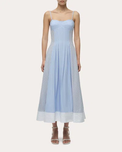Simkhai Chamberlain Cotton Midi Dress Periwinkle Multi Stripe In Blue