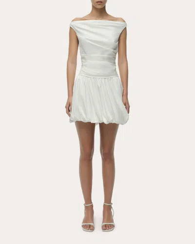 Simkhai Women's Salina Poplin Boatneck Bubble Mini Dress In White