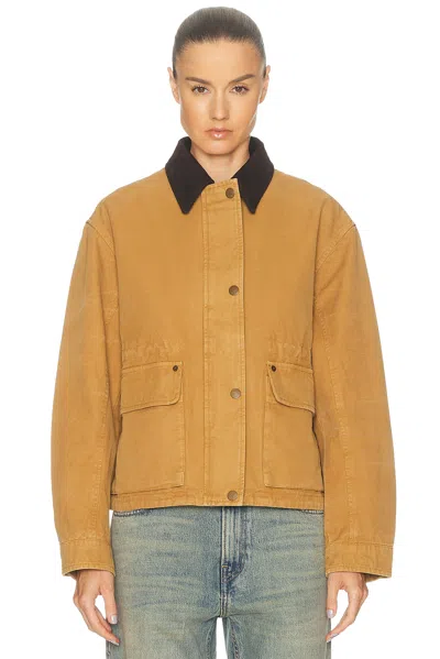Acne Studios Leather Collar Jacket In Brown