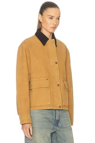 Acne Studios Leather Collar Jacket In Brown