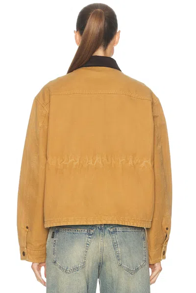 Acne Studios Leather Collar Jacket In Brown