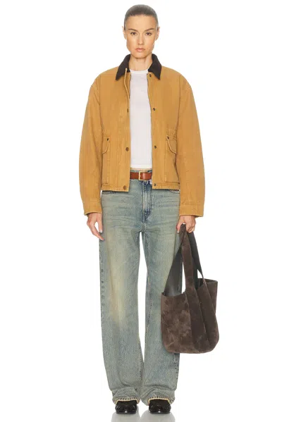 Acne Studios Leather Collar Jacket In Brown