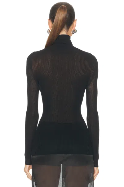 Brandon Maxwell Ribbed Turtleneck Top In Black