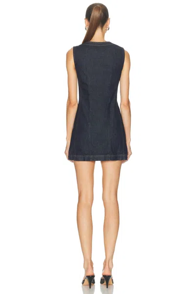 Frame Paneled Recycled Denim Mini Dress In Blue