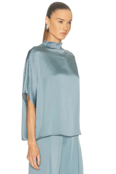 Lapointe Satin Cape Tee In Blue
