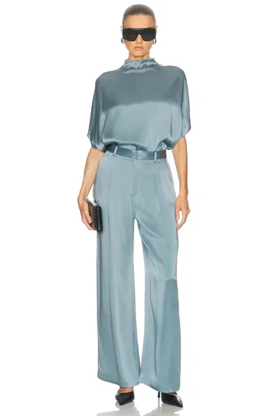 Lapointe Satin Cape Tee In Blue