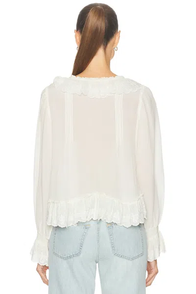 Loveshackfancy Avee Silk Ruffled Blouse In White