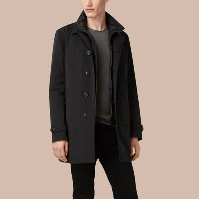 Burberry Lightweight Technical Car Coat With Down-filled Warmer In Черный