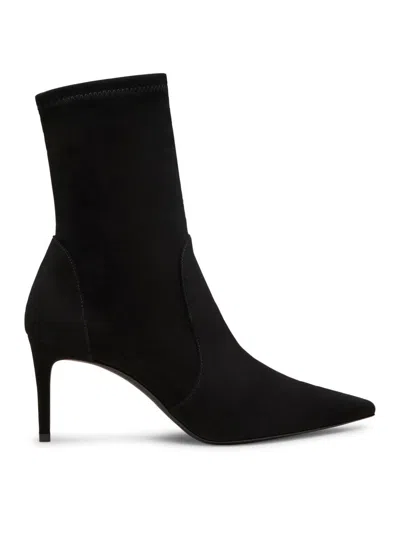 Stuart Weitzman Black Ankle Boots With Stiletto Heel And Zip Closure On The Side In Suede Woman In Black