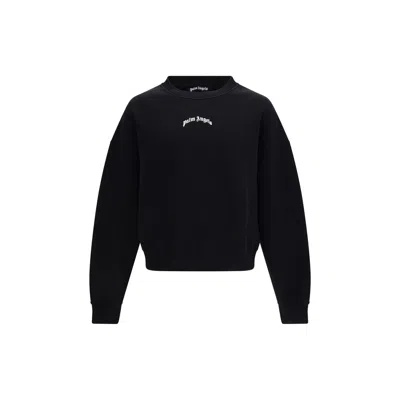 Palm Angels Men Black Back Curved Logo Sweatshirt, L Luxury Sweatshirts & Hoodies For Men Darveys