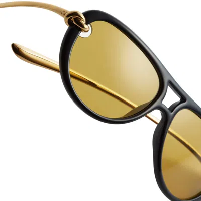 Bottega Veneta Bv1418s Signature Icons 001 Black Gold Yellow Sunglasses In Multi
