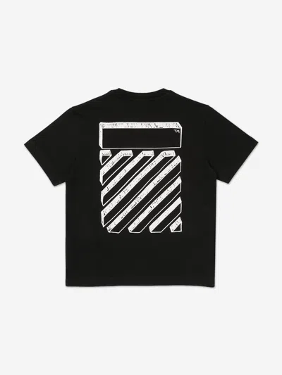 Off-white Boys Scribble Diag T-shirt In Black