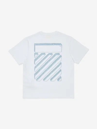 Off-white Boys Scribble Diag T-shirt In White