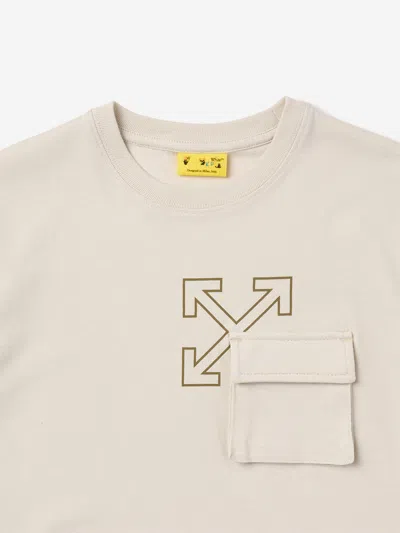 Off-white Boys Arrow Cargo T-shirt In Neutral