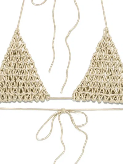Isa Boulder Macramé Triangle Bikini Top In Brown