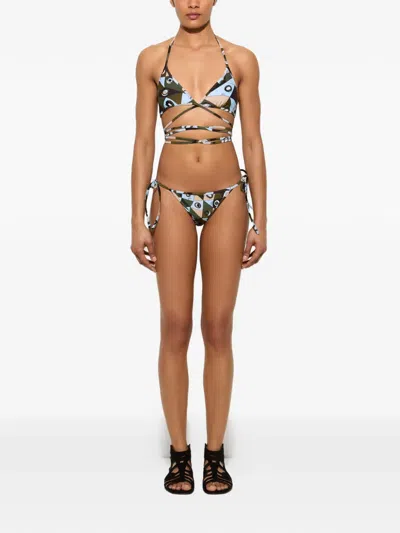 Pucci Lycra Wrap Triangle Bikini Bra Top In Multi
