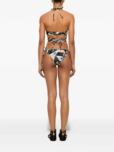 Pucci Lycra Wrap Triangle Bikini Bra Top In Multi