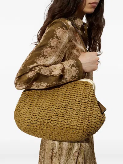 Coach 27 Kisslock Frame Interwoven Tote Bag In Brown