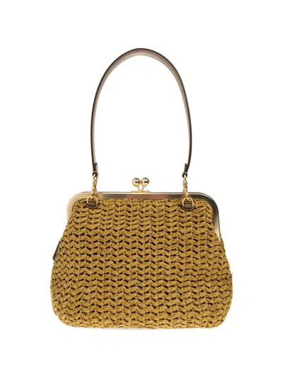 Coach 27 Kisslock Frame Interwoven Tote Bag In Brown