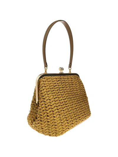 Coach 27 Kisslock Frame Interwoven Tote Bag In Brown