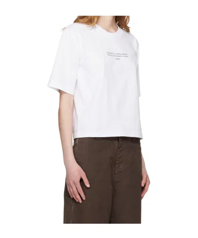 Off-white Regular Fit Cotton T-shirt With Printed Design In White
