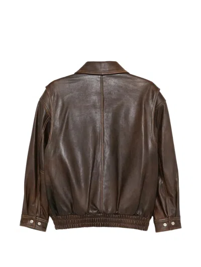 Dunst Brown Oversized Vintage Leather Jacket In Brown