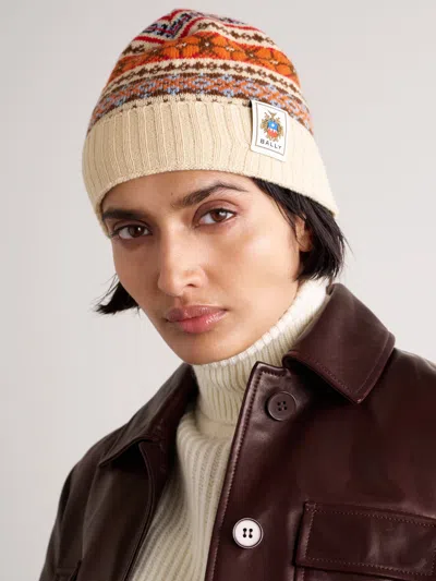 Bally Jacquard Knit Wool Hat In Multi